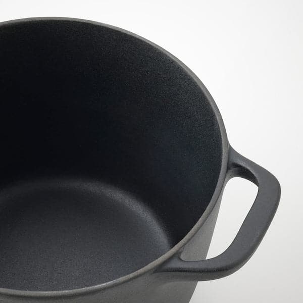 Ikea VARDAGEN - Pot with lid, enamelled cast iron matt/black, 5 l