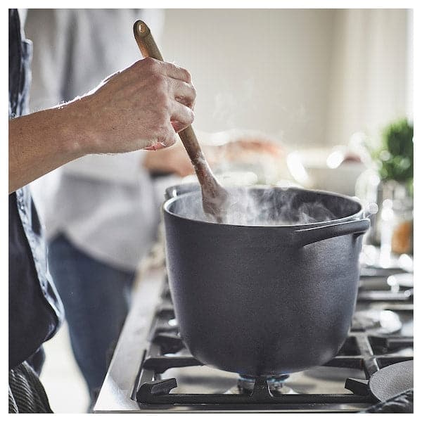 Ikea VARDAGEN - Pot with lid, enamelled cast iron matt/black, 5 l