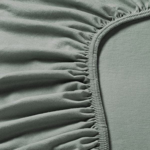 Ikea VÅRVIAL - Sheet with corners, grey-green, 160x200 cm