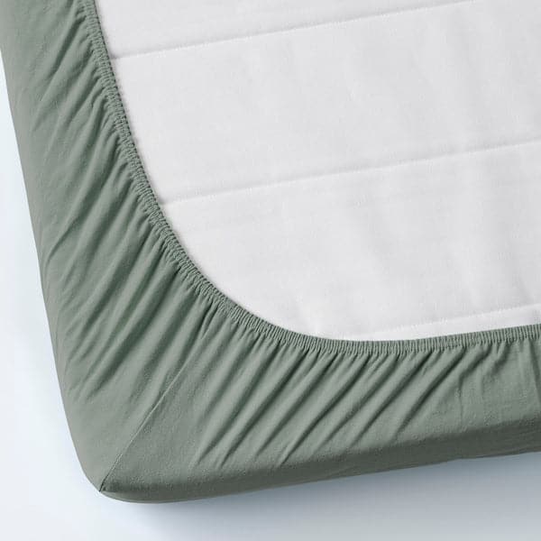 Ikea VÅRVIAL - Sheet with corners, grey-green, 140x200 cm ,