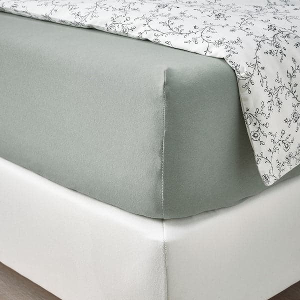 Ikea VÅRVIAL - Sheet with corners, grey-green, 140x200 cm ,