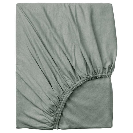 Ikea VÅRVIAL - Sheet with corners, grey-green, 140x200 cm ,