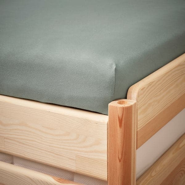 Ikea VÅRVIAL - Sheet with corners for sofa bed, grey-green, 80x200 cm