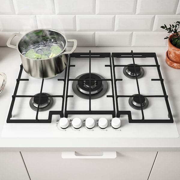 Ikea VASASTAN Gas cooktop, 700 glass/white, 74 cm , 74 cm