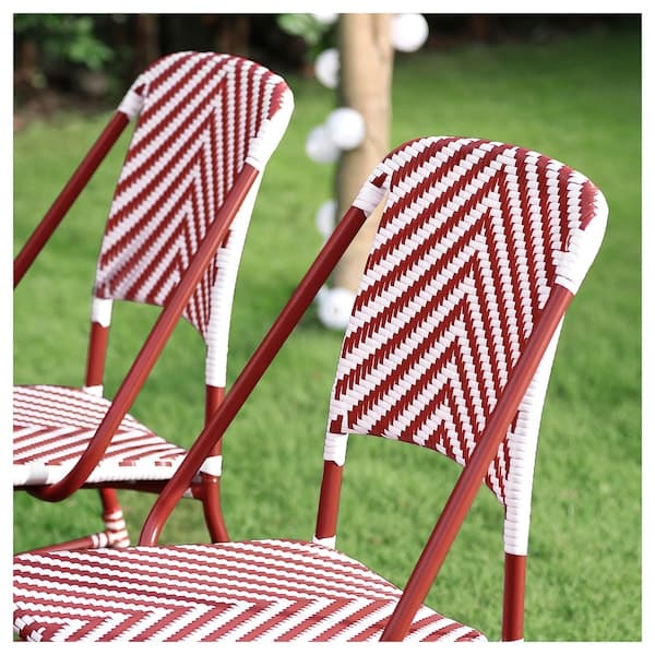 Ikea VASSHOLMEN - Chair, indoor/outdoor, red/white ,