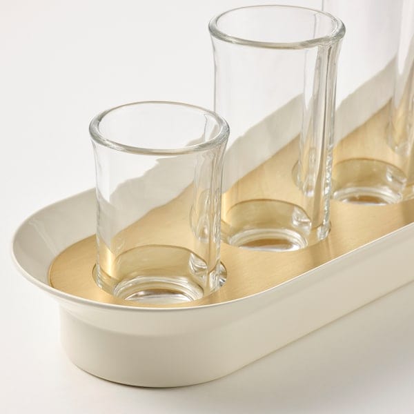 Ikea VATTENKRASSE - Propagation set, clear glass ivory/gold-colour