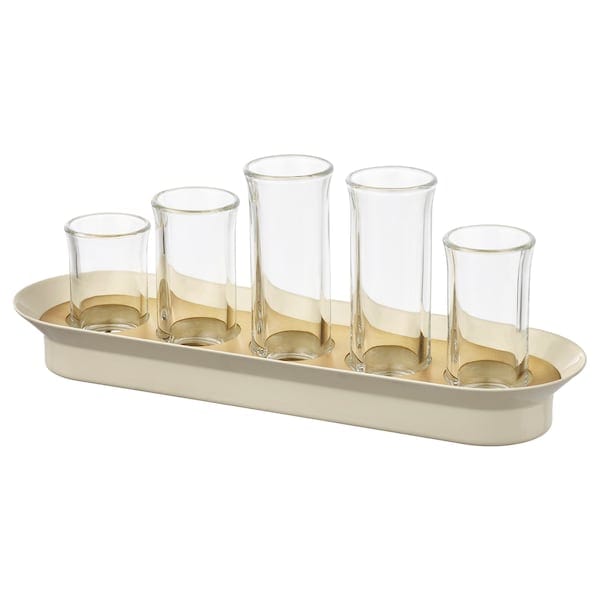 VATTENKRASSE - Propagation set, clear glass ivory/gold-colour