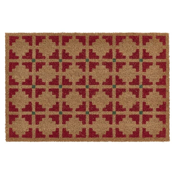 VATTENTORN - Door mat, indoor, natural/red, 40x60 cm - best price from Maltashopper.com 10555283