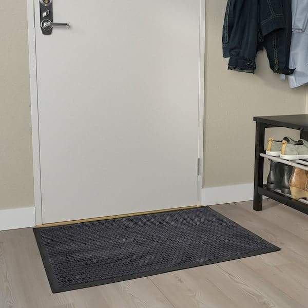 Ikea VATTENVERK - Door mat, indoor, dark grey, 60x90 cm