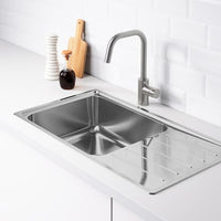 VATTUDALEN - Inset sink, 1 bowl with drainboard, stainless steel, 86x47 cm - best price from Maltashopper.com 29158189
