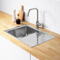 VATTUDALEN - Inset sink, 1 bowl with drainboard, stainless steel, 69x47 cm - best price from Maltashopper.com 69158168