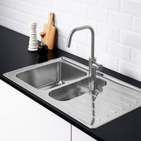 VATTUDALEN - Inset sink, 1 ½ bowl w drainboard, stainless steel, 88x53 cm - best price from Maltashopper.com 89158191