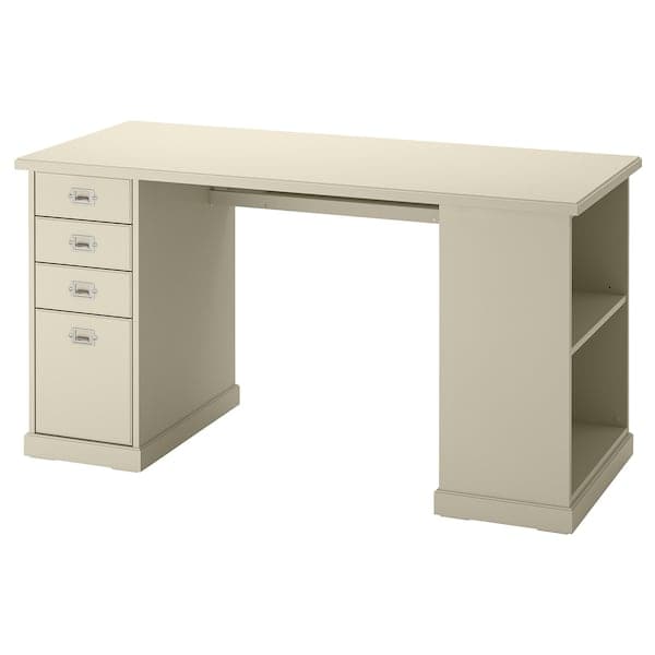 VEBJÖRN - Desk, beige, 140x60 cm