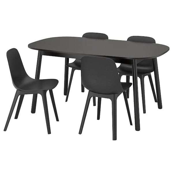 VEDBO / ODGER - Table and 4 chairs, black/anthracite, 160x95 cm - best price from Maltashopper.com 39305043