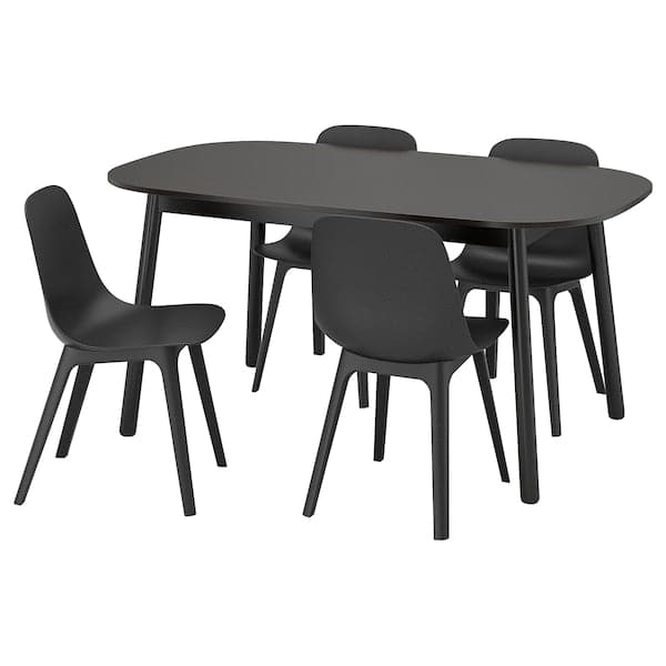 VEDBO / ODGER - Table and 4 chairs, black/anthracite, 160x95 cm