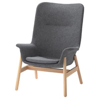 VEDBO high-back armchair, Gunnared dark grey, 80x108x85 cm