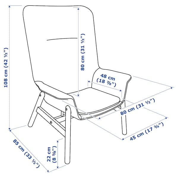 Ikea VEDBO Armchair with high backrest - Gunnared light green ,