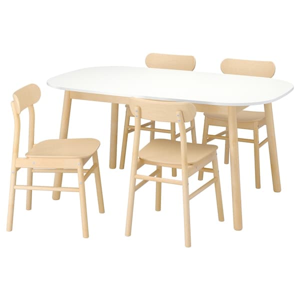 VEDBO / RÖNNINGE - Table and 4 chairs, white/birch, 160x95 cm - best price from Maltashopper.com 19306878