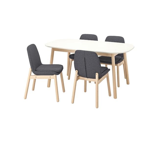 VEDBO / VEDBO - Table and 4 chairs, white/birch, 160x95 cm