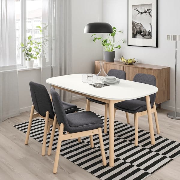VEDBO / VEDBO - Table and 4 chairs, white/birch, 160x95 cm - best price from Maltashopper.com 19306883