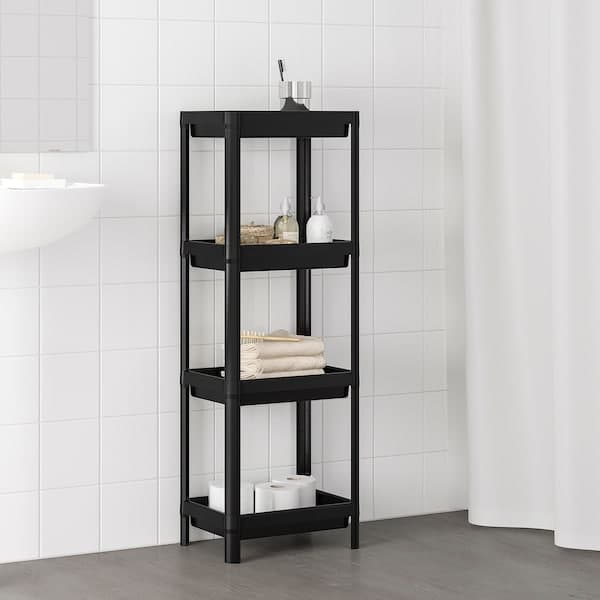 VESKEN - Shelf unit, black, 37x23x101 cm - best price from Maltashopper.com 30450807
