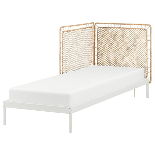 VEVELSTAD - Bed frame with 2 headboards, white/Tolkning rattan, 90x200 cm