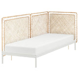 VEVELSTAD bed frame with 3 headboards, white/Tolkning rattan, 90x200 cm