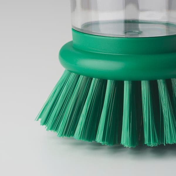 Ikea VIDEVECKMAL - Dish-washing brush with dispenser, bright green