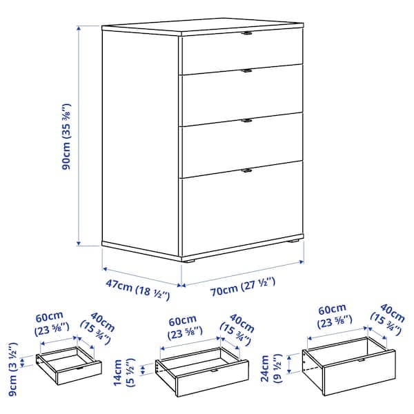 VIHALS - Chest of 4 drawers, white/anchor/unlock-function, 70x47x90 cm - best price from Maltashopper.com 00483239