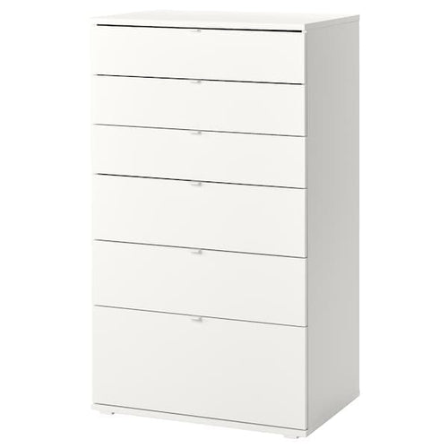 VIHALS - Chest of 6 drawers, white/anchor/unlock-function, 70x47x120 cm