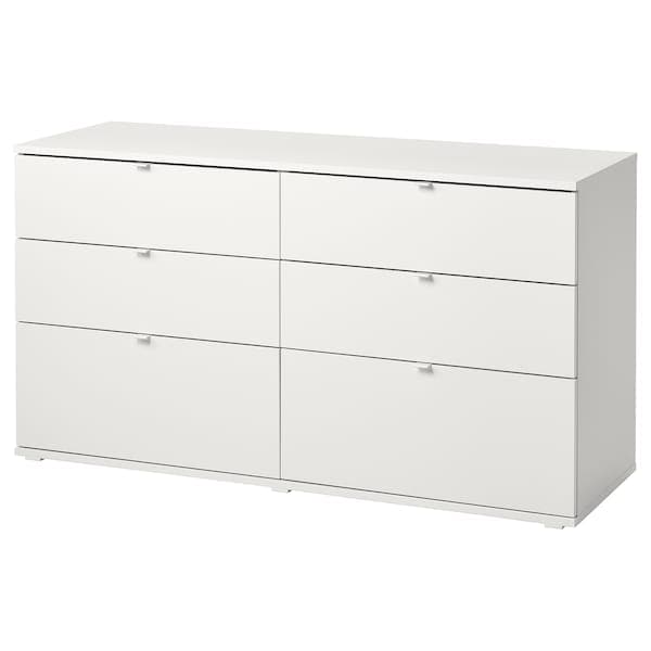 VIHALS - Chest of 6 drawers, white/anchor/unlock-function, 140x47x75 cm - best price from Maltashopper.com 80490113