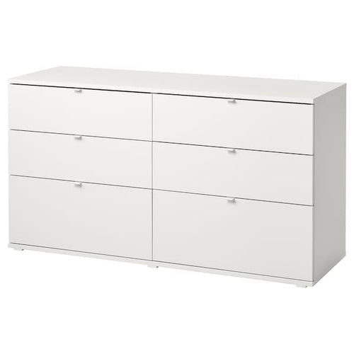 VIHALS - Chest of 6 drawers, white/anchor/unlock-function, 140x47x75 cm