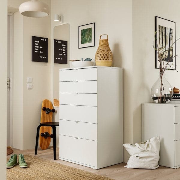 VIHALS - Chest of 6 drawers, white/anchor/unlock-function, 70x47x120 cm - best price from Maltashopper.com 30483247