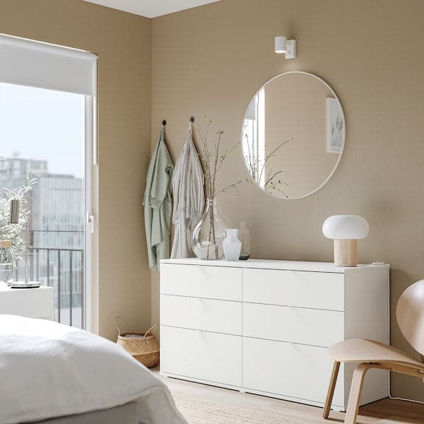 VIHALS - Chest of 6 drawers, white/anchor/unlock-function, 140x47x75 cm - best price from Maltashopper.com 80490113