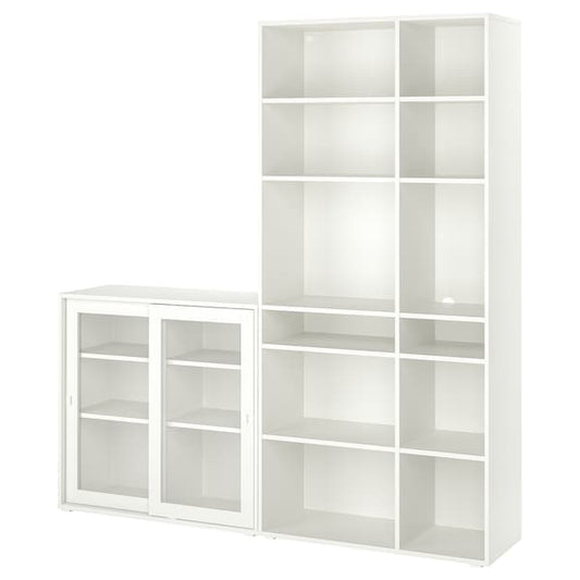 Ikea VIHALS - Storage combination w glass doors, white/clear glass, 190x37x200 cm