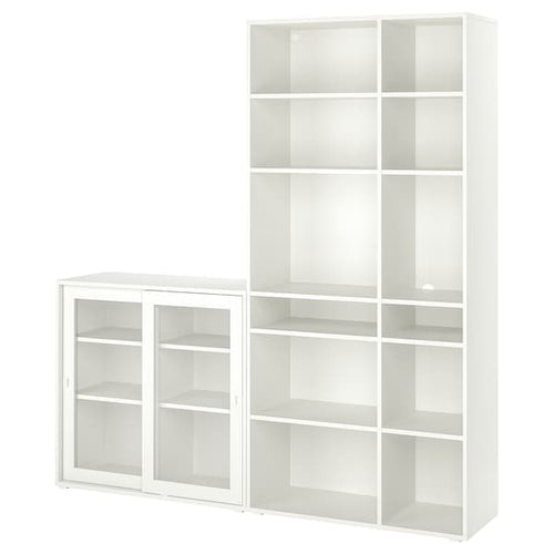 VIHALS - Storage combination w glass doors, white/clear glass, 190x37x200 cm