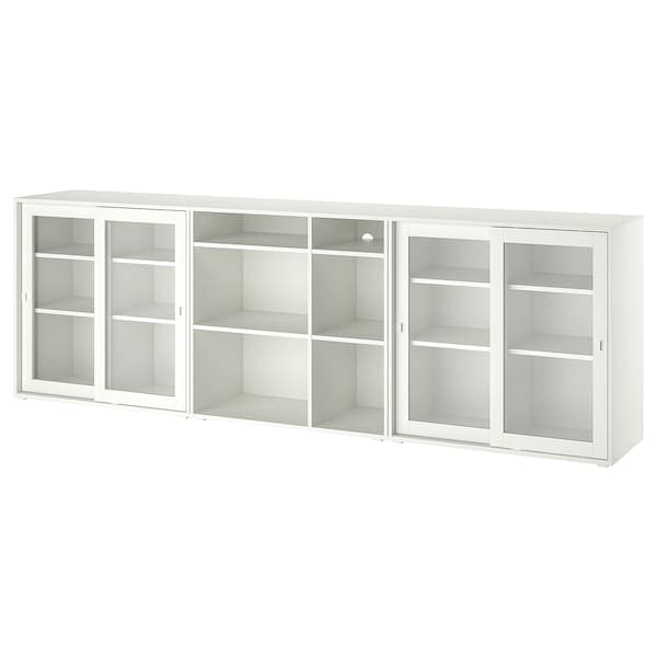 Ikea VIHALS - Storage combination w glass doors, white/clear glass, 285x37x90 cm