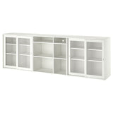 VIHALS storage combination w glass doors, white/clear glass, 285x37x90 cm