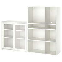 VIHALS - Storage combination w glass doors, white/clear glass, 190x37x140 cm - best price from Maltashopper.com 89521092
