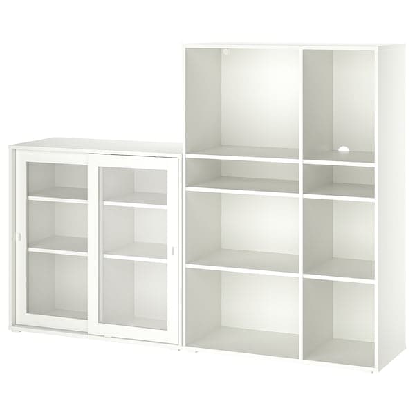 Ikea VIHALS - Storage combination w glass doors, white/clear glass, 190x37x140 cm