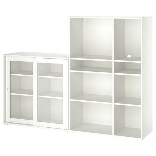 Ikea VIHALS - Storage combination w glass doors, white/clear glass, 190x37x140 cm