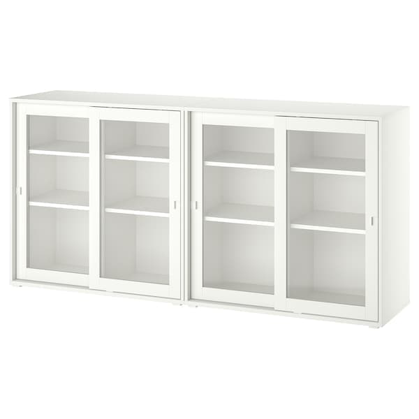 Ikea VIHALS - Storage combination w glass doors, white/clear glass, 190x37x90 cm