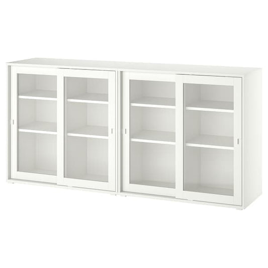 Ikea VIHALS - Storage combination w glass doors, white/clear glass, 190x37x90 cm
