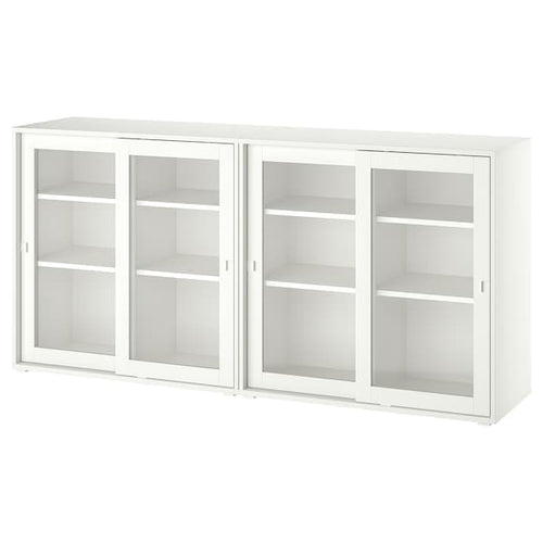 VIHALS - Storage combination w glass doors, white/clear glass, 190x37x90 cm