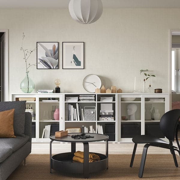 VIHALS - Storage combination w glass doors, white/clear glass, 285x37x90 cm - best price from Maltashopper.com 59521215