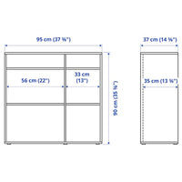 VIHALS - Storage combination w glass doors, dark grey/clear glass, 285x37x90 cm - best price from Maltashopper.com 89521214