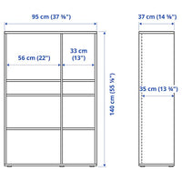 VIHALS - Storage combination w glass doors, dark grey/clear glass, 190x37x140 cm - best price from Maltashopper.com 69521093