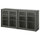 VIHALS - VIHALS Storage combination w glass doors, dark grey/clear glass, 190x37x90 cm