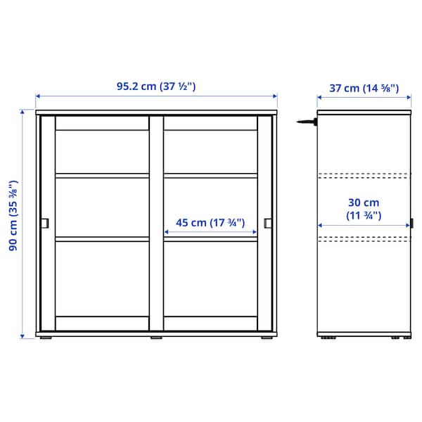 VIHALS - Storage combination w glass doors, dark grey/clear glass, 190x37x90 cm - best price from Maltashopper.com 09521208