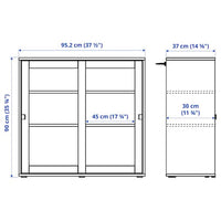 VIHALS - Storage combination w glass doors, dark grey/clear glass, 235x37x90 cm - best price from Maltashopper.com 49521206
